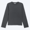 Shrunken Long-Sleeved Cotton T-Shirt – Dark Grey Shrunken Long-Sleeved Cotton T-Shirt – Dark Grey