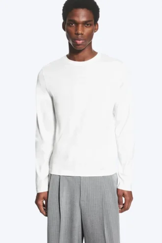 Shrunken Long-Sleeved Cotton T-Shirt – White