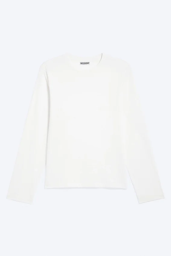 Shrunken Long-Sleeved Cotton T-Shirt – White Shrunken Long-Sleeved Cotton T-Shirt – White
