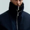 Shrunken Nylon Bomber Jacket – Navy Blue Shrunken Nylon Bomber Jacket – Navy Blue