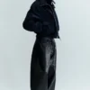 Shrunken Nylon Bomber Jacket – Navy Blue Shrunken Nylon Bomber Jacket – Navy Blue