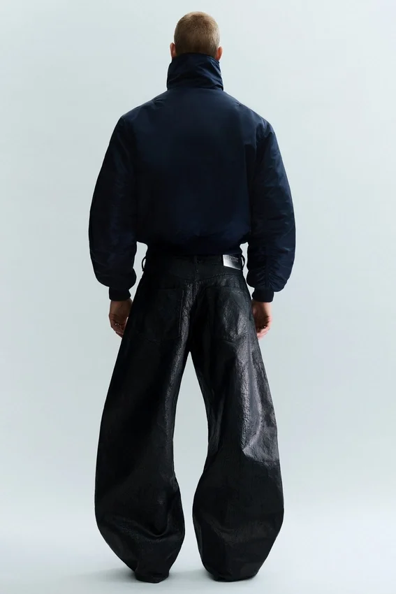 Shrunken Nylon Bomber Jacket – Navy Blue Shrunken Nylon Bomber Jacket – Navy Blue