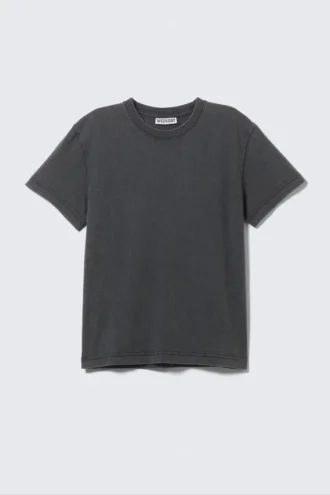 Shrunken Short-Sleeved Cotton T-Shirt – Washed Black