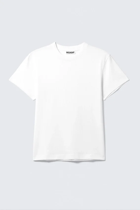 Shrunken Short-Sleeved Cotton T-Shirt – White Shrunken Short-Sleeved Cotton T-Shirt – White