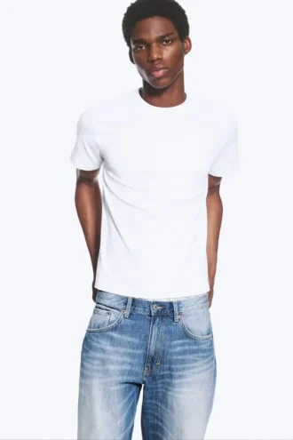Shrunken Short-Sleeved Cotton T-Shirt – White