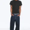Shrunken Short-Sleeved Cotton T-Shirt – Worn Black Shrunken Short-Sleeved Cotton T-Shirt – Worn Black