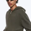 Shrunken Zip Hoodie – Dark Khaki Green Shrunken Zip Hoodie – Dark Khaki Green