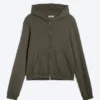 Shrunken Zip Hoodie – Dark Khaki Green Shrunken Zip Hoodie – Dark Khaki Green