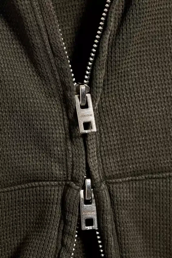 Shrunken Zip Hoodie – Dark Khaki Green Shrunken Zip Hoodie – Dark Khaki Green