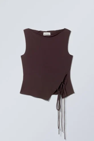 Side Tie Sleeveless Top – Dark Plum