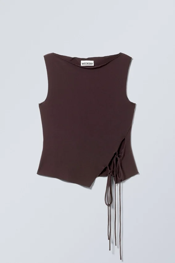Side Tie Sleeveless Top – Dark Plum Side Tie Sleeveless Top – Dark Plum