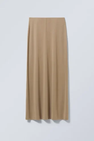 Signe Drapy Maxi Skirt – Dark Beige