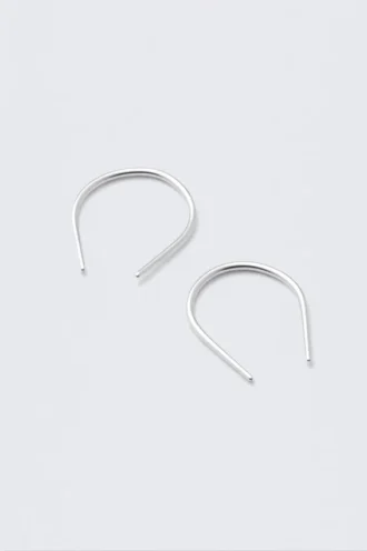 Silver-Plated Open-End Hoop Earrings – Silver