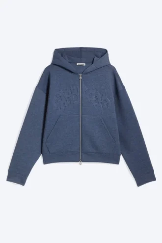 Simon Graphic Scuba Zip Hoodie – Dark Blue – Embossed