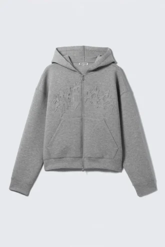 Simon Graphic Scuba Zip Hoodie – Grey Melange – Stardust Simon Graphic Scuba Zip Hoodie – Grey Melange – Stardust