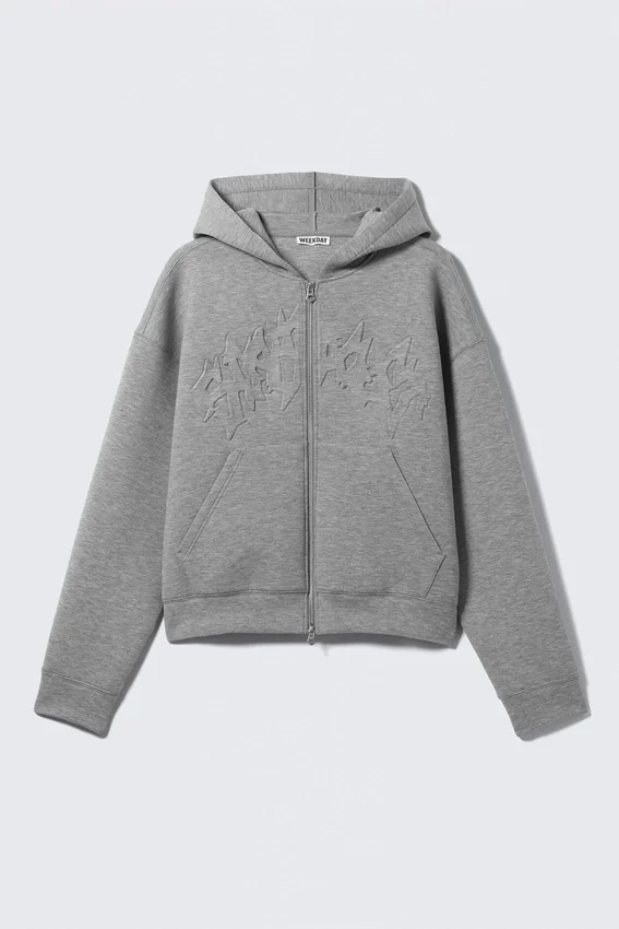 Simon Graphic Scuba Zip Hoodie – Grey Melange – Stardust Simon Graphic Scuba Zip Hoodie – Grey Melange – Stardust