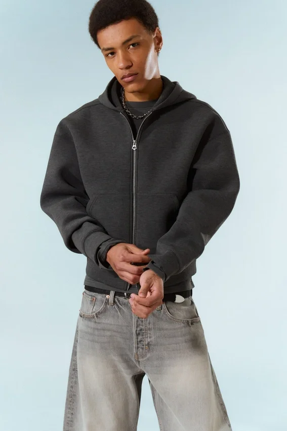 Simon Scuba Zip Hoodie – Dark Grey Melange Simon Scuba Zip Hoodie – Dark Grey Melange