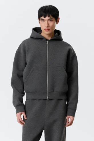 Simon Scuba Zip Hoodie – Dark Grey Melange