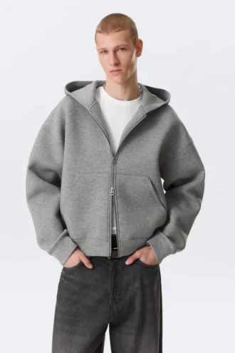 Simon Scuba Zip Hoodie – Grey Melange