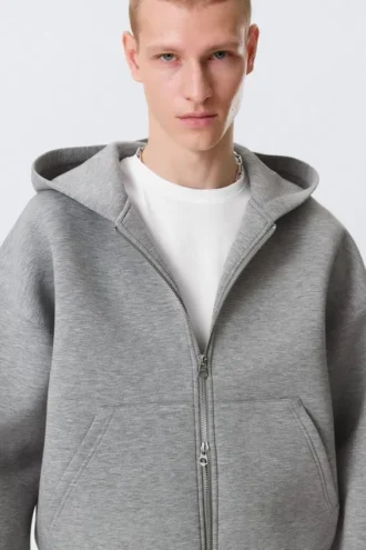 Simon Scuba Zip Hoodie – Grey Melange