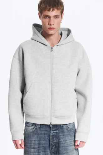 Simon Scuba Zip Hoodie – Light Grey Melange Simon Scuba Zip Hoodie – Light Grey Melange