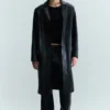Single-Breasted Leather Coat – Black Single-Breasted Leather Coat – Black