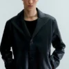 Single-Breasted Leather Coat – Black Single-Breasted Leather Coat – Black