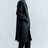 Single-Breasted Leather Coat – Black Single-Breasted Leather Coat – Black