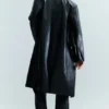 Single-Breasted Leather Coat – Black Single-Breasted Leather Coat – Black