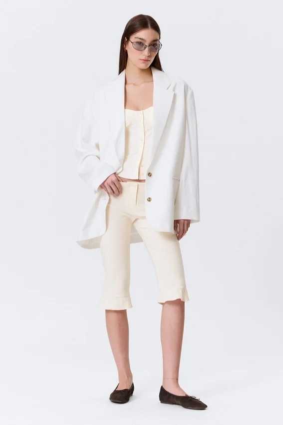 Single-Breasted Oversized Blazer – Off-White Single-Breasted Oversized Blazer – Off-White