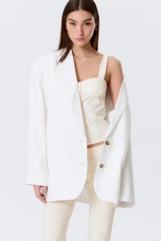 Single-Breasted Oversized Blazer – Off-White