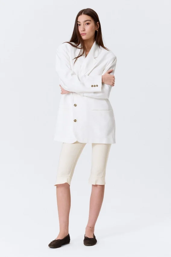 Single-Breasted Oversized Blazer – Off-White Single-Breasted Oversized Blazer – Off-White