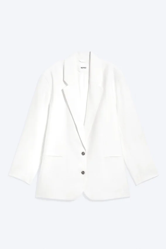 Single-Breasted Oversized Blazer – Off-White Single-Breasted Oversized Blazer – Off-White