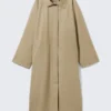 Single-Breasted Oversized Car Coat – Beige Single-Breasted Oversized Car Coat – Beige