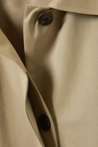 Single-Breasted Oversized Car Coat – Beige