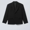 Single-Breasted Relaxed Tailored Blazer – Black Single-Breasted Relaxed Tailored Blazer – Black