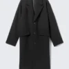 Single Breasted Wool-Blend Coat – Black Single Breasted Wool-Blend Coat – Black