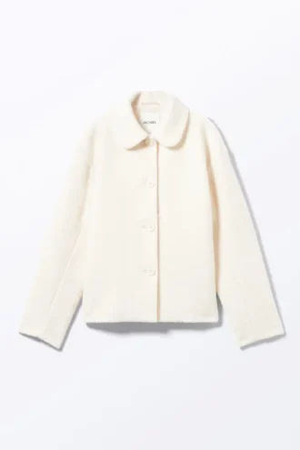 Single-Breasted Wool Blend Jacket – Off-White
