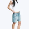 Skewed Low Rise Denim Shorts – Coastal Blue – Light Blue Skewed Low Rise Denim Shorts – Coastal Blue – Light Blue