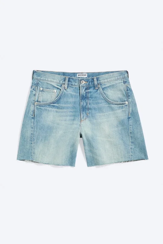 Skewed Low Rise Denim Shorts – Coastal Blue – Light Blue Skewed Low Rise Denim Shorts – Coastal Blue – Light Blue