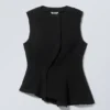 Sleeveless Asymmetric Peplum Top – Black Sleeveless Asymmetric Peplum Top – Black