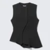 Sleeveless Asymmetric Peplum Top – Dark Grey Sleeveless Asymmetric Peplum Top – Dark Grey