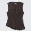 Sleeveless Asymmetric Peplum Top – Washed Black Sleeveless Asymmetric Peplum Top – Washed Black