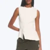 Sleeveless Asymmetric Peplum Top – White Sleeveless Asymmetric Peplum Top – White