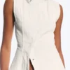 Sleeveless Asymmetric Peplum Top – White Sleeveless Asymmetric Peplum Top – White