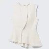 Sleeveless Asymmetric Peplum Top – White Sleeveless Asymmetric Peplum Top – White