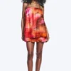 Sleeveless Balloon Mini Dress – Red & Orange – Calypso Flower Sleeveless Balloon Mini Dress – Red & Orange – Calypso Flower