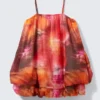Sleeveless Balloon Mini Dress – Red & Orange – Calypso Flower Sleeveless Balloon Mini Dress – Red & Orange – Calypso Flower