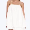 Sleeveless Balloon Mini Dress – White Sleeveless Balloon Mini Dress – White
