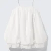 Sleeveless Balloon Mini Dress – White Sleeveless Balloon Mini Dress – White